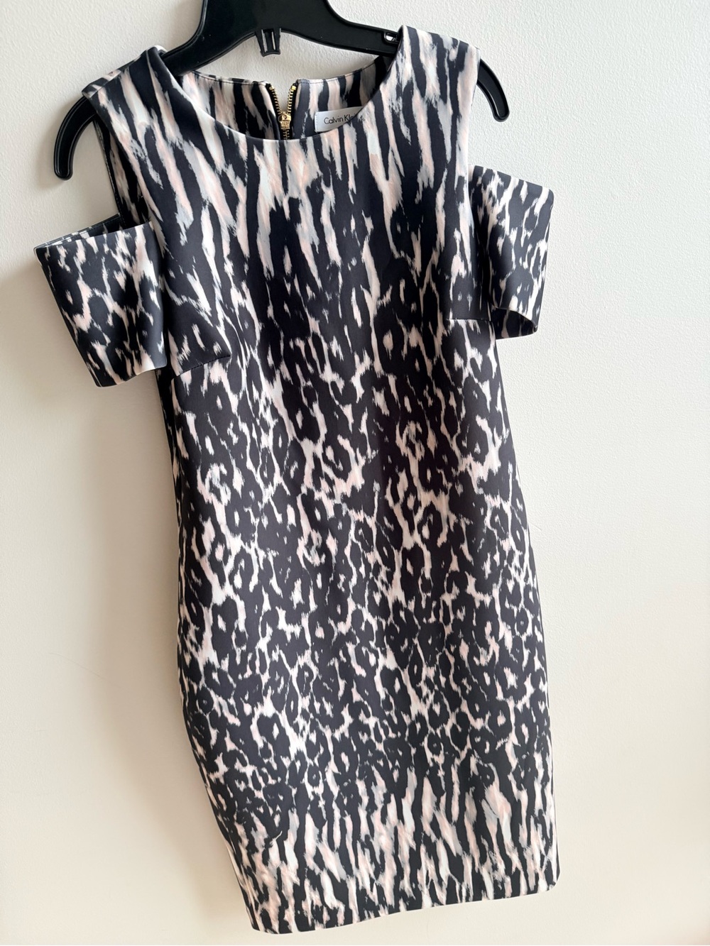 Calvin Klein Black & Cream Cold-Shoulder Swim Coverup Dress - Picture 7 of 10